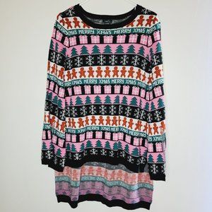 Rue 21 Tunic Sweater Womens Multicolor Small Christmas Snow Fun Ginger Holiday